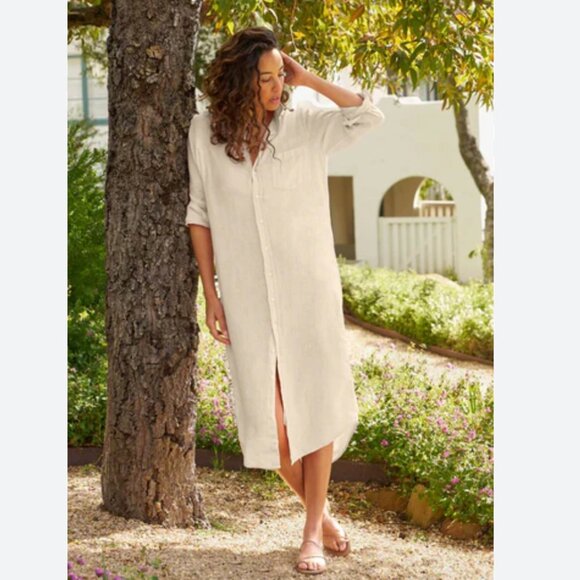 Frank & Eileen Dresses & Skirts - Frank & Eileen Rory Long Sleeve Linen Shirtdress dress Size: XL Sand